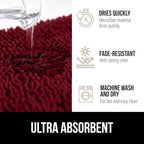 GORILLA GRIP Bath Rug Mat 36x24, Soft Absorbent Chenille, Quick Dry Microfiber Mats, Rubber Backing Washable Shower Floor Rugs, Bathmat Runner, US Designed Bathroom Home Decor Accessories Burgundy
