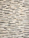 Cowhide Leather Rug for Living Room 8x10, Modern Stripes Style Floor Carpet, Dark Grey Area Rug for Home Decor