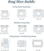 Area Rug 8x10 Washable Rug, Vintage Boho Medallion Rugs Non-Slip Soft Low Pile Large Distressed Rug Indoor Retro Carpet for Living Room Bedroom Dining Room Home Office (Blue, 8'x10')
