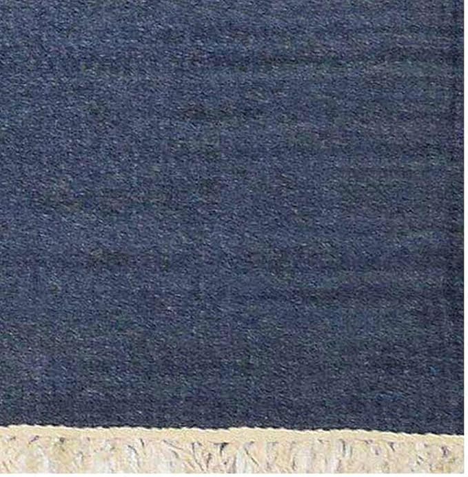 Rugsotic Carpets Hand Woven Flat Weave Kilim Wool 2'6''x6' Runner Area Rug Solid Blue D00111