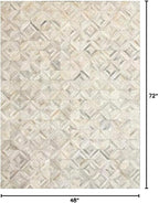Premium Diamond Patterned Leather Area Rug, Luxury Non Slip Floor Accent for Dining Room, Living Room, Entryway, Elegant Collection Indoor Carpet, Color: White, Size: 4X6 ft