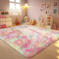 Ophanie Rainbow Rug for Bedroom Girls, Unicorn Colorful Fluffy Soft Cute Fuzzy Area Rugs, Shag Plush Shaggy Bedside Floor 4x6 Furry Carpet for Kids Baby Teen Dorm Nursery Home Decor Aesthetic