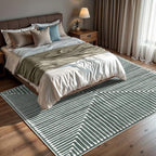 GLN Rugs Contemporary Collection - Machine Washable Area Rug, Contemporary Washable, Non Slip, Low Pile Chenille Rug, Living Room, Bedroom, Kitchen Rug (6' x 9' Beige Green)