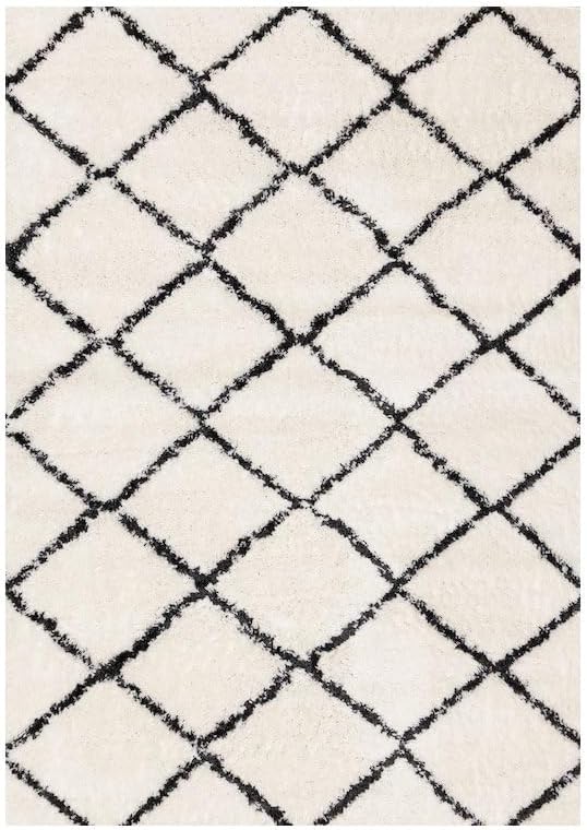 Soft Grey and White Lattice Carpet for Bedroom, 5x7 Washable Modern Rug for Living Room or a Versatile Accent to Refresh Any Room Décor