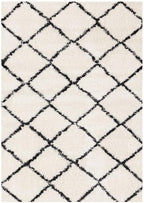Geometric Grey and White 7x10 Area Rug, Carpet with Lattice Pattern, Large Rug Styled as a Modern Soft Carpet for Living Room Spaces