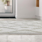 Antep Rugs Palafito 2x5 Geometric Shag Diamond High-Low Pile Textured Indoor Area Rug (White, 2' x 5')