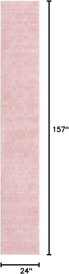 Unique Loom Trellis Frieze Collection Area Rug - Geometric (2' x 13' 1" Runner Light Pink/Ivory)
