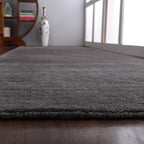Hand Knotted Loom Wool ECO-Friendly Area Rugs - 2'6''x10', Runner, Charcoal Color, Solid Plain Design, High Pile Handmade Anti Skid Area Rugs for Living Room, Bed Room (L00111)