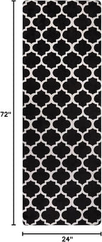 Lahome Moroccan Runner Rug 2'x6' Non Slip Black and White Hallway Runner Rug, Washable Small Kitchen Area Rug Laundry Room Carpet for Entryway Bedroom Bathroom (2' x 6', Black)