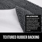 GORILLA GRIP Bath Rug Mat 36x24, Soft Absorbent Chenille, Quick Dry Microfiber Mats, Rubber Backing Washable Shower Floor Rugs, Bathmat Runner, US Designed Bathroom Home Decor Accessories Charcoal