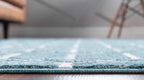Rugs.com Lattice Trellis Collection Rug – 10 Ft Runner Blue Low-Pile Rug Perfect for Hallways, Entryways