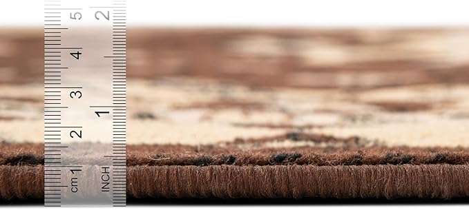 Unique Loom Taftan Collection Border Geometric Tribal Inspired Design Area Rug (7' 0 x 10' 0 Rectangular, Brown/ Tan)