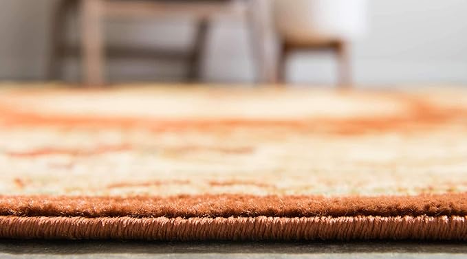Unique Loom Versailles Collection Traditional Classic Floral Motif Area Rug (10' 0 x 13' 0 Rectangular, Terracotta/ Ivory)