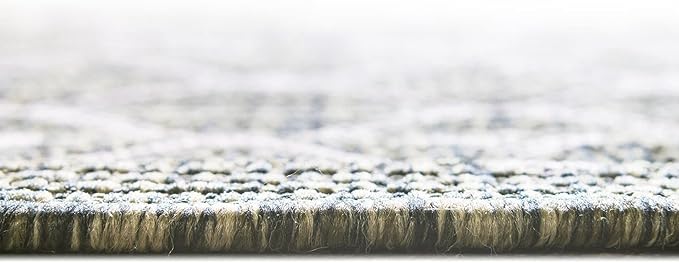 Unique Loom Outdoor Trellis Collection Area Rug - Tribal Trellis (5' 3" x 8' Oval, Green/ Natural)