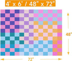 Multicolored Checkered Rug 4x6 Modern Bedroom Funky Area Rug Checkered Washable Colorful Area Rug Soft Non-Slip Low-Pile Carpet for Nursery Dorm Kitchen Living Room Deco