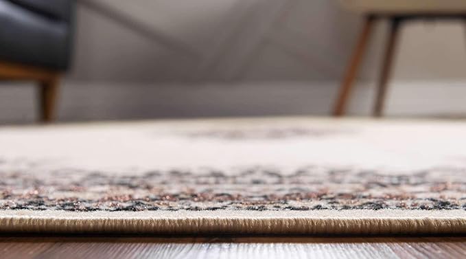 Unique Loom Reza Collection Traditional Persian Style Area Rug, 9 x 12 ft, Ivory/Brown