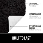 GORILLA GRIP Bath Rug Mat 48x24, Thick Soft Absorbent Chenille, Quick Dry Microfiber Mats, Rubber Backing Washable Shower Floor Rugs, Bathmat Runner, US Designed Bathroom Home Decor Accessories Black