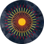Sn Alef Home Round Designer Rug for Living Room | Handcrafted Black & White Boho Floor Carpet | Modern Ethnic Circular Mat for Home Décor & Meditation Space (Blue_7x7)