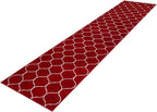 Rugs.com Lattice Frieze Collection Rug – 12 Ft Runner Red Medium-Pile Rug Perfect for Hallways, Entryways