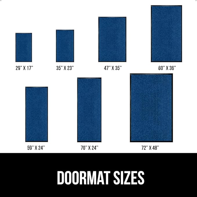 GORILLA GRIP Waterproof Traffic Guard Door Mat, 2 Pack Heavy Duty Entryway Mats, Strong Rubber Back Commercial Utility Rugs for Office Hallway, Garage Floor and Home, Low Profile Carpet, 35x23, Blue