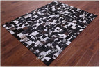 Modern Design Premium Cowhide Leather Carpet with Chevron Pattern, Area Rug (Brown/White-2, 3x14)