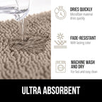 GORILLA GRIP Bath Rug Mat 36x24, Thick Absorbent Chenille, Quick Dry Microfiber Mats, Rubber Backing Washable Shower Floor Rugs, Bathmat Runner, US Designed Bathroom Home Decor Accessories Gray Beige