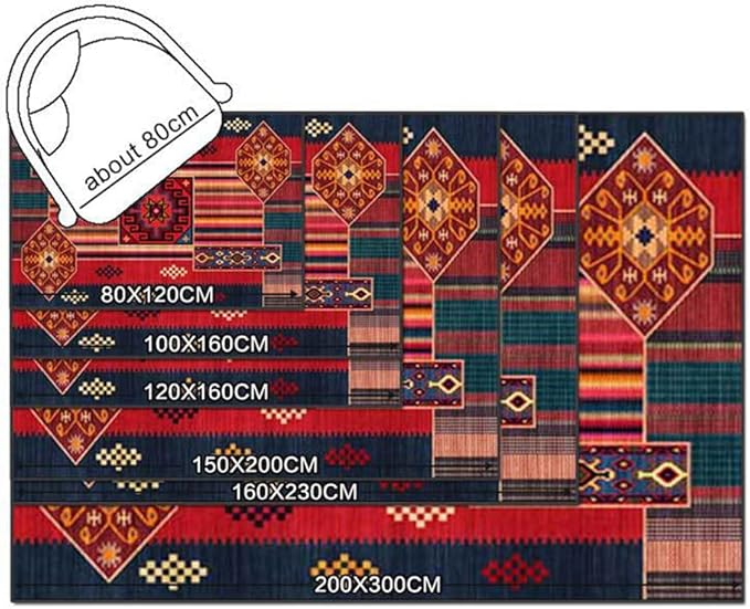 Vintage Boho Area Rugs Multicolor Ethnic Style Geometric Splicing Carpets Bedroom Living Room Kitchen Floor Mats Indoor Outdoor Non-Shedding Runner Rug Home Décor Carpet 4' X 6'