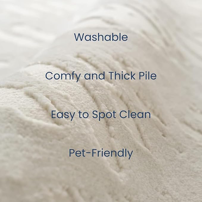 Revival Rugs Shell 9'2"x12'2" Washable Area Rug for Living Room Bedroom - 100% Recycled Oeko-TEX Certified, Medium Pile, Beige, Cream