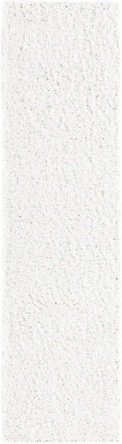 Unique Loom Davos Shag Collection Area Rug - Solid (2' 2" x 8' Runner, White/ Ivory)