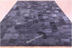 Modern Design Premium Cowhide Leather Carpet with Chevron Pattern, Area Rug (Black, 2x3)