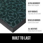 GORILLA GRIP 100% Waterproof All-Season WeatherMax Doormat, 72x24, US Designed Natural Rubber, Stain and Fade Resistant, Low Profile Indoor Outdoor Door Mats, Easy Clean Patio Mat, Moss Vine Leaves