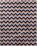 Modern Design Premium Cowhide Leather Carpet with Chevron Pattern, Area Rug (Beige/Black/Grey/Ivory, 3x12)