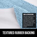 GORILLA GRIP Bath Rug Mat 60x24, Thick Soft Absorbent Chenille, Quick Dry Microfiber Mats, Rubber Backing Machine Washable Shower Floor Rugs, Bathmat Runner, Bathroom Home Decor Accessories, Sky