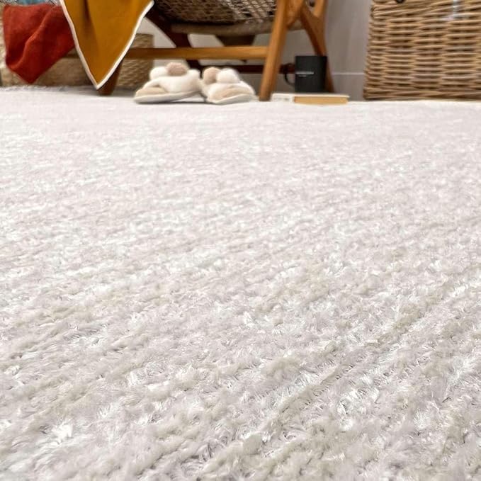 Alfa Rich 3x10 White Washable Area Rugs for Living Room Hallway Kitchen Cotton Decor Runner Rug