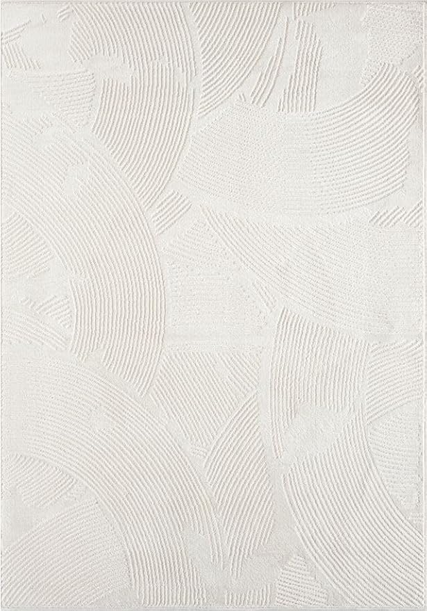 Abani Zen 5' x 8' Cream Rug – Neutral Brush Stroke Sandbrush Design, Soft Area Rug for Living Room & Bedroom, Durable & Easy to Clean