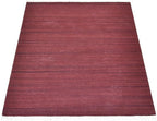 Rugsotic Carpets Hand Woven Flat Weave Kilim Wool 4'x6' Area Rug Solid Dark Red D00111