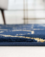 Unique Loom Glam Collection Area Rug - Trellis (3' 3' Round, Navy Blue Gold/ Gold)