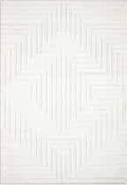 Abani Neutral Cream Area Rug 8' x 10' for Living Room, Bedroom - Tone-on-Tone Geometric Design - Durable & Easy to Clean