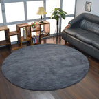 Hand Knotted Loom Wool ECO-Friendly Area Rugs - 10'x10', Round, Charcoal Color, Solid Plain Design, High Pile Handmade Anti Skid Area Rugs for Living Room, Bed Room (L00111)