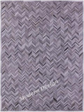 Modern Design Premium Cowhide Leather Carpet with Chevron Pattern, Area Rug (Natural Multi Grey, 3x5)