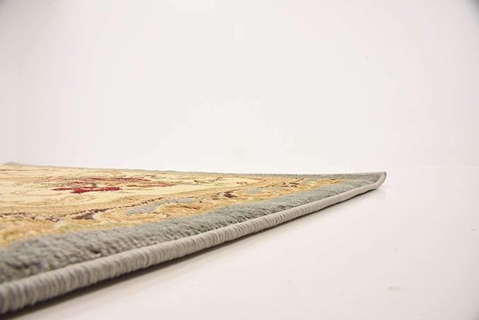 Unique Loom Versailles Collection Traditional Classic Floral Motif Area Rug (6' 0 x 6' 0 Square, Slate Blue/ Ivory)