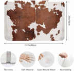 Cowhide Bath Mat for Bathroom Farm Animal Brown Cowhide Print Cow Bath Rugs Door Mat Non Slip Rubber Backed Bathroom Floor Mat for Bathtub Sink Shower 20"X32"