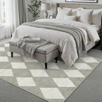 5x7 Checkered Area Rugs for Living Room Grey Machine Washable Large Rug Non-Slip Stain Resistant Low Pile Boho Accent Indoor Throw Carpet for Office Bedroom Dining Room Classroom