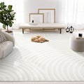 Abani Nomad Cream Tone-on-Tone Area Rug 2' x 3' for Living Room, Bedroom - Linear Curves Pattern - Durable & Easy to Clean