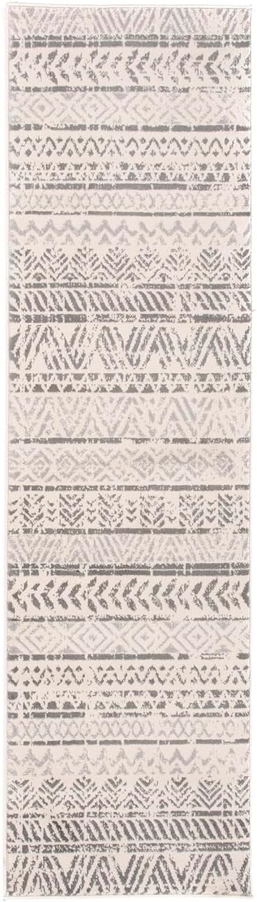Rugshop Geometric Boho Runner Rug – Gray Tribal Pattern, Perfect for Hallway, Entryway, Kitchen, 2' x 7'