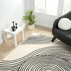 Abani Nuevo Beige Black Swirls Modern Area Rug 6' x 9' for Living Room, Bedroom - Abstract Design - Durable & Easy to Clean
