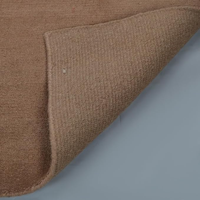 Hand Knotted Loom Wool ECO-Friendly Area Rugs - 10'x13', Rectangle Shape, Camel Color, Plain Solid, High Pile Thick Handmade Anti Skid Area Rugs for Living Room, Bed Room (L00111)