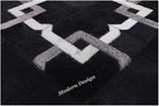 Modern Design Premium Cowhide Leather Carpet with Chevron Pattern, Area Rug (Black/Grey/White, 3x12)