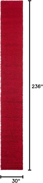 Unique Loom Solid Shag Collection Area Rug (2' 6" x 19' 8" Runner, Cherry Red)