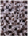 Modern Design Premium Cowhide Leather Carpet with Chevron Pattern, Area Rug (D.Brown/White, 8x10)